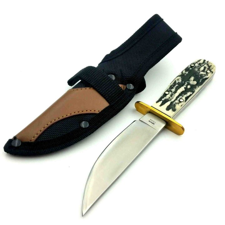 Couteau Poignard Marbles Cowboy Skinner Acier Inox Manche Os Façon Corne Etui Nylon MR476 - Livraison Gratuite