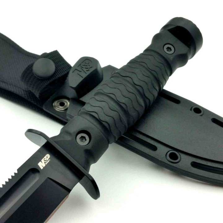 Couteau de Combat Smith&Wesson M&P Specials Ops Lame Acier 8Cr13MoV Manche Abs Etui FRN SW1122583 - Livraison Gratuite