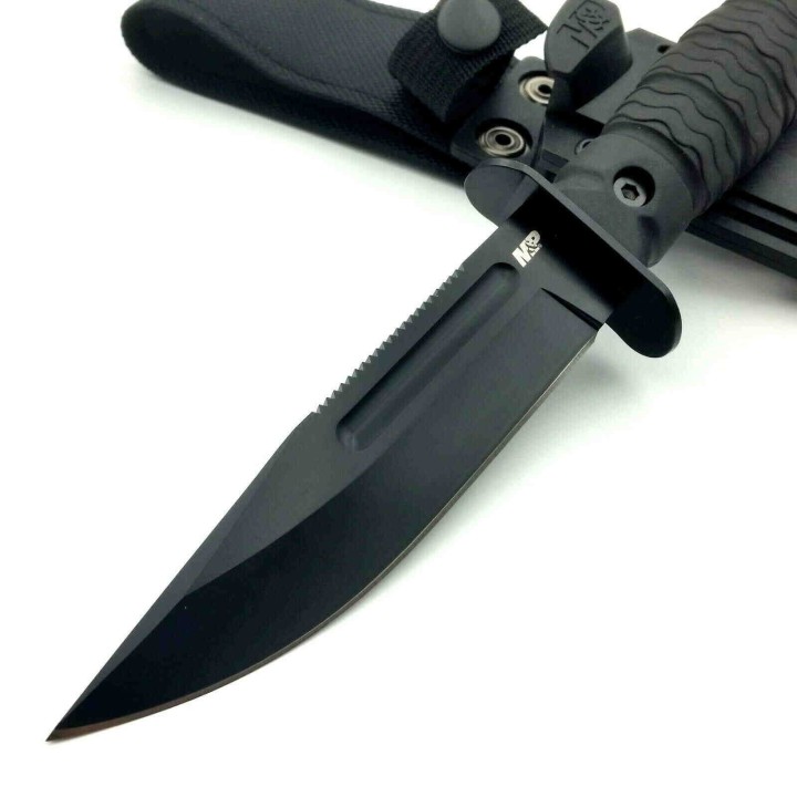 Couteau de Combat Smith&Wesson M&P Specials Ops Lame Acier 8Cr13MoV Manche Abs Etui FRN SW1122583 - Livraison Gratuite