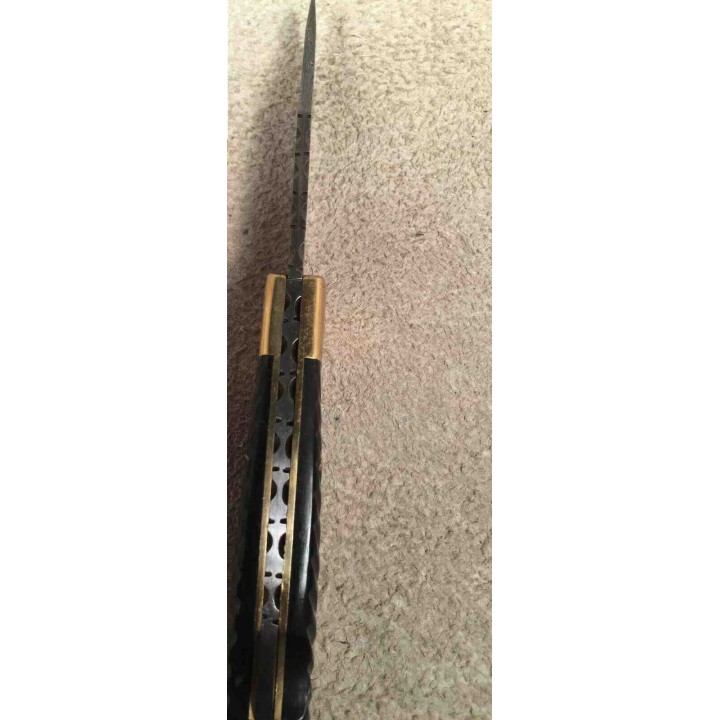 Couteau Damas Pliant Manche Corne Lame 128 Couches Lockback DM1225 - Livraison Gratuite