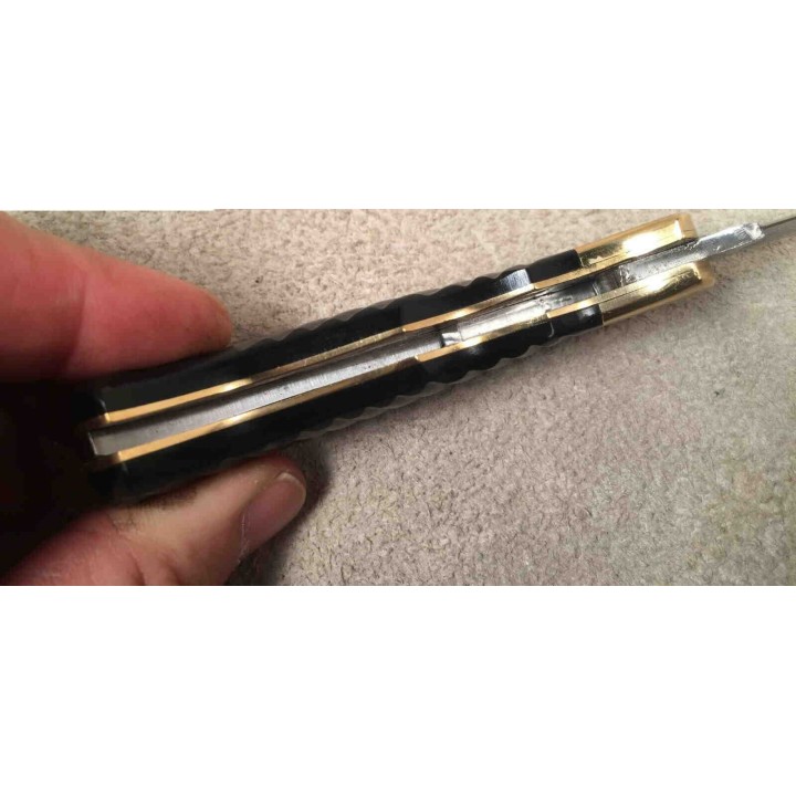 Couteau Damas Pliant Manche Corne Lame 128 Couches Lockback DM1225 - Livraison Gratuite