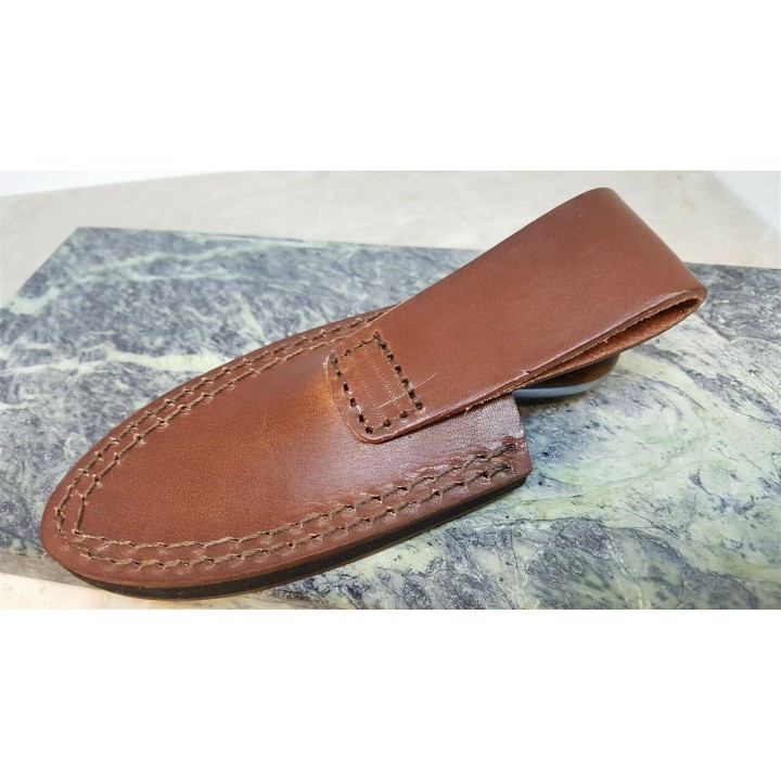 Couteau Skinner Damas Manche Corne/Bois Lame 256 Couches Etui Cuir DM1229 - Livraison Gratuite