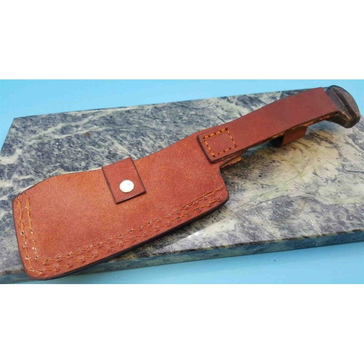 Couperet Fabrication Artisanal Forgé Dans un Clou de Rail Acier Carbone Etui Cuir PA4416 - Livraison Gratuite