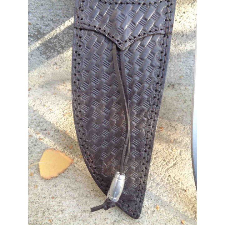 Couteau Bowie de Trapeur Lame Acier Inox Manche Bois Etui Cuir Fox-N-Hound FH122 - Livraison Gratuite