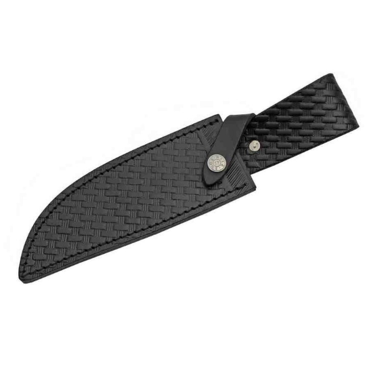 Couteau Bowie Damas Lame 256 Couches Manche Cuir & Corne Etui Cuir DM1227LR - Livraison Gratuite