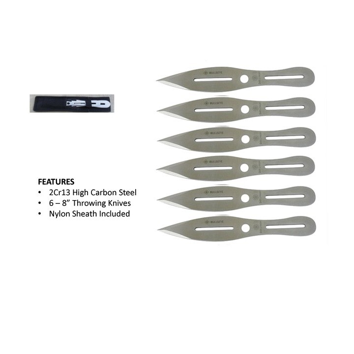 Lot de 6 Couteaux de Lancer Smith&Wesson Lame Acier 2Cr13 SWTK8CP - Livraison Gratuite
