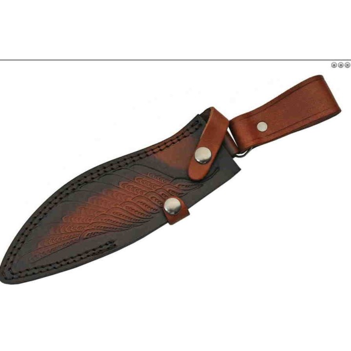 Couteau Kukri Damas Lame 256 Couches Manche Cuir Etui Cuir DM1232 - Livraison Gratuite