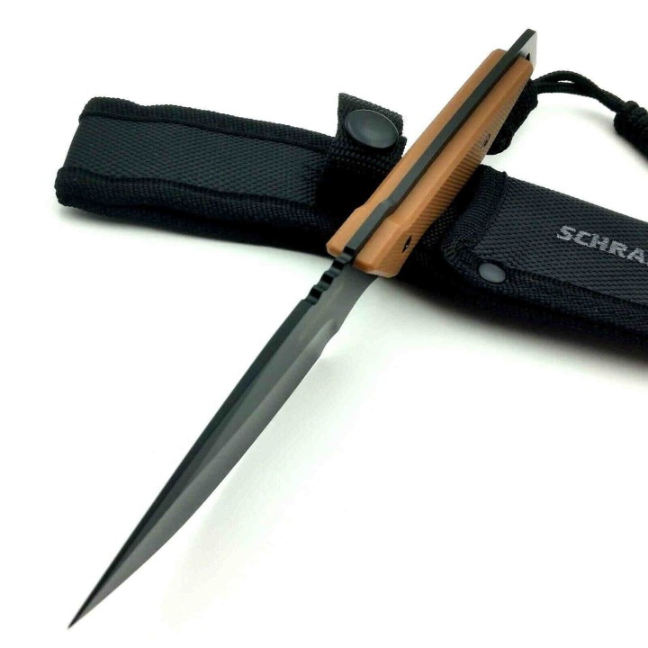 Couteau De Survie Schrade Frontier Lame Acier 3Cr13 Manche Tan Etui Nylon SCH1121086 - Livraison Gratuite