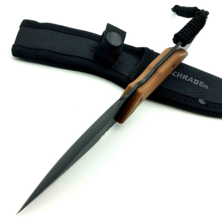 Couteau De Survie Schrade Frontier Lame Acier 3Cr13 Manche Tan Etui Nylon SCH1121086 - Livraison Gratuite