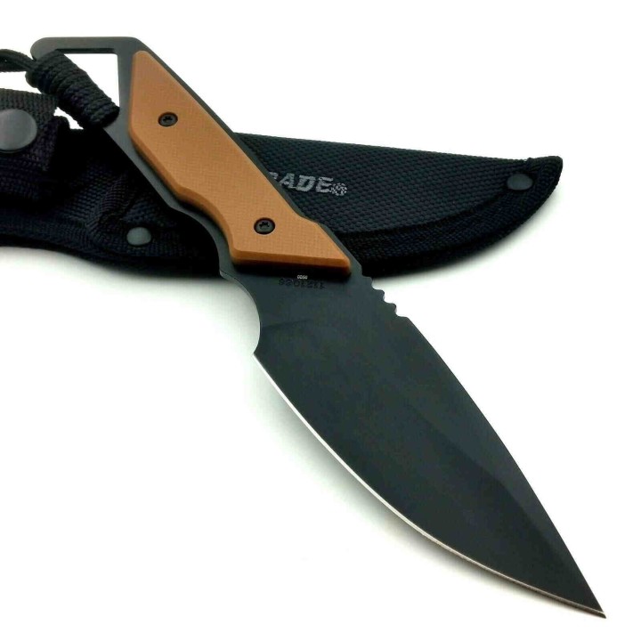 Couteau De Survie Schrade Frontier Lame Acier 3Cr13 Manche Tan Etui Nylon SCH1121086 - Livraison Gratuite