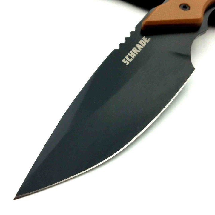 Couteau De Survie Schrade Frontier Lame Acier 3Cr13 Manche Tan Etui Nylon SCH1121086 - Livraison Gratuite