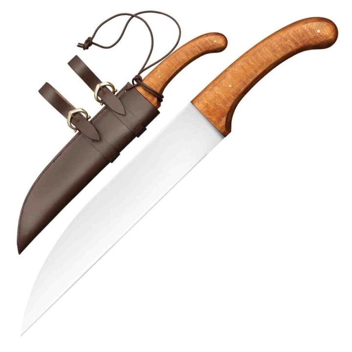 Couteau Cold Steel Woodsman's Sax Lame Acier Carbone 1055 Manche Bois Etui Cuir CS88HUA - Livraison Gratuite