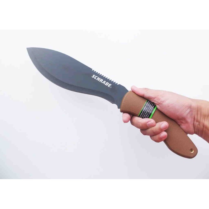 Couteau Schrade Kukri Machete Lame Acier 3Cr13 Manche Tan GFN Etui Nylon SCH1121080 - Livraison Gratuite