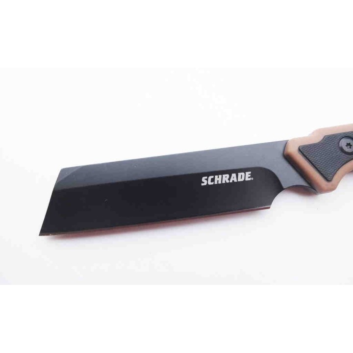Couteau Schrade Cleaver Lame Acier 3Cr13 Manche Tan GFN Etui Polymer SCH1124288 - Livraison Gratuite