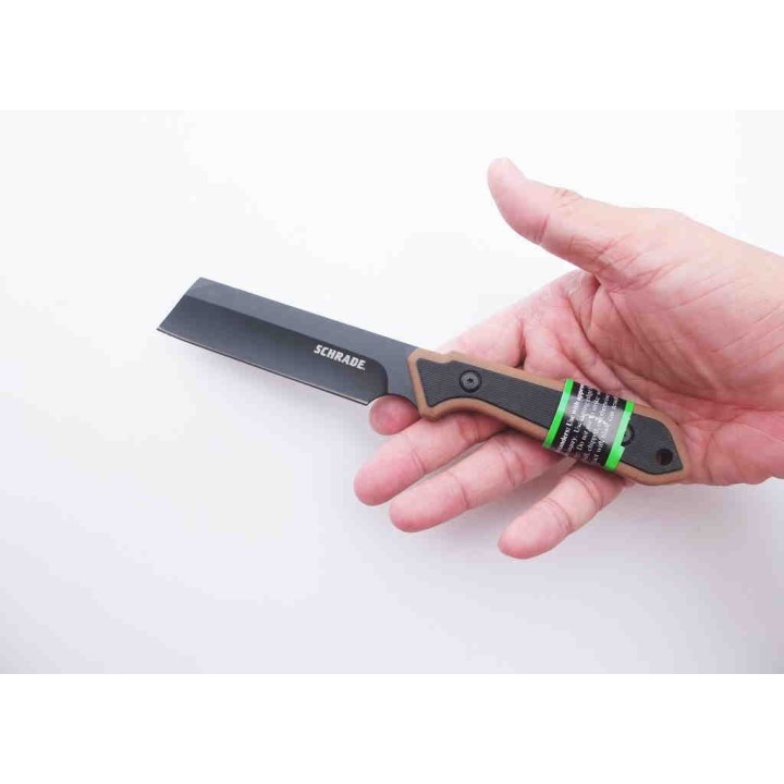 Couteau Schrade Cleaver Lame Acier 3Cr13 Manche Tan GFN Etui Polymer SCH1124288 - Livraison Gratuite
