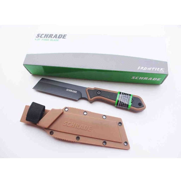Couteau Schrade Cleaver Lame Acier 3Cr13 Manche Tan GFN Etui Polymer SCH1124288 - Livraison Gratuite