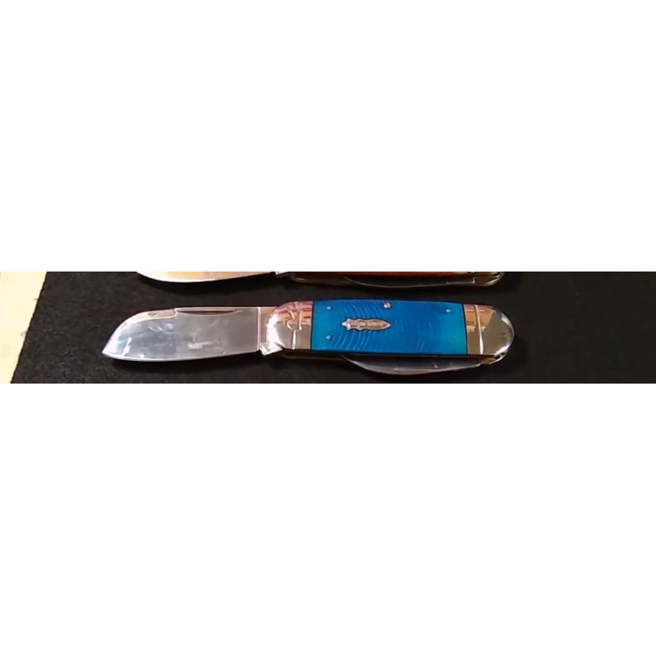 Couteau Bouledogue Rough Ryder Elephant Toe Black And Blue Lames Acier 440 Manche Os RR2113 - Livraison Gratuite