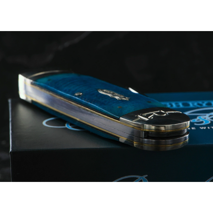 Couteau Bouledogue Rough Ryder Elephant Toe Black And Blue Lames Acier 440 Manche Os RR2113 - Livraison Gratuite