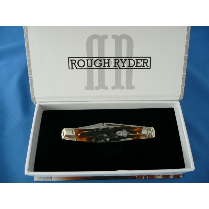 Couteau Damas Pliant Rough Ryder Copperhead Cinnamon Stag Manche Corne RR2160 - Livraison Gratuite