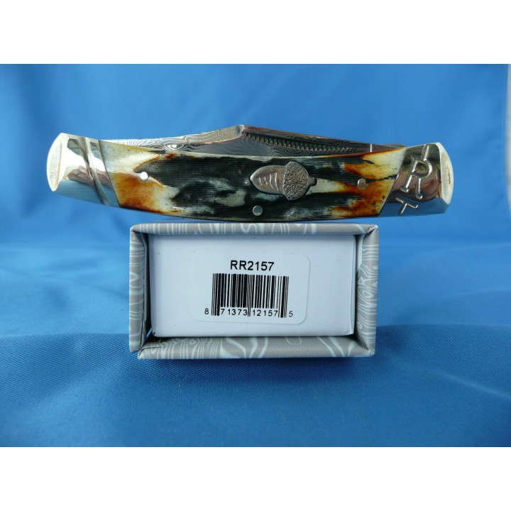 Couteau Small Moose Damas Copperhead Cinnamon Stag Manche Cerfé RR2157 - Livraison Gratuite