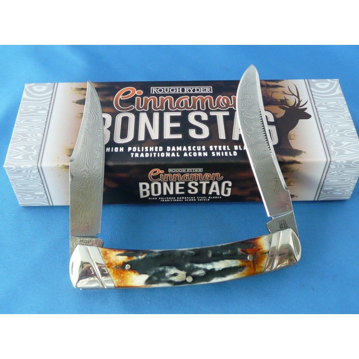 Couteau Small Moose Damas Copperhead Cinnamon Stag Manche Cerfé RR2157 - Livraison Gratuite