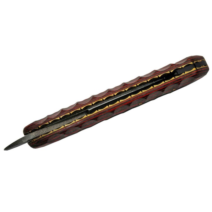 Rasoir Coupe Choux Lame Damas 256 Couches Manche Bois Rouge&Noir DM1250 - Livraison Gratuite