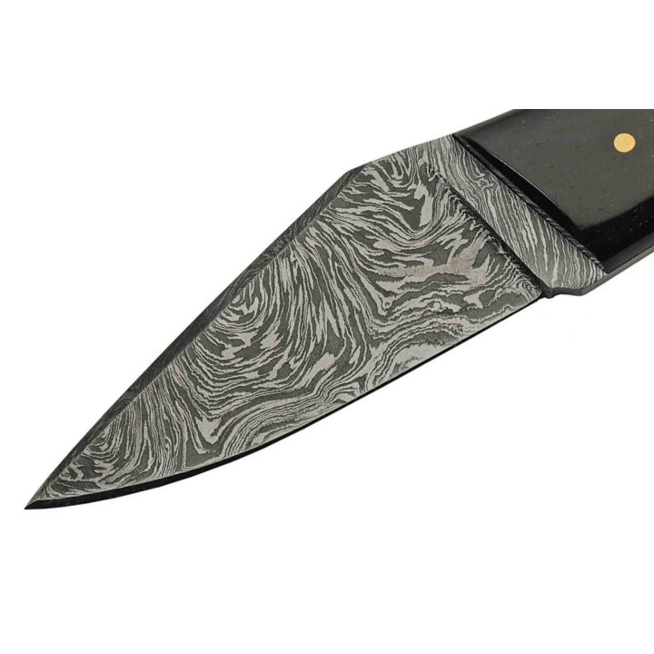 Couteau Skinner Damas Lame 256 Couches Manche Os/Corne Etui Cuir DM1258HN - Livraison Gratuite