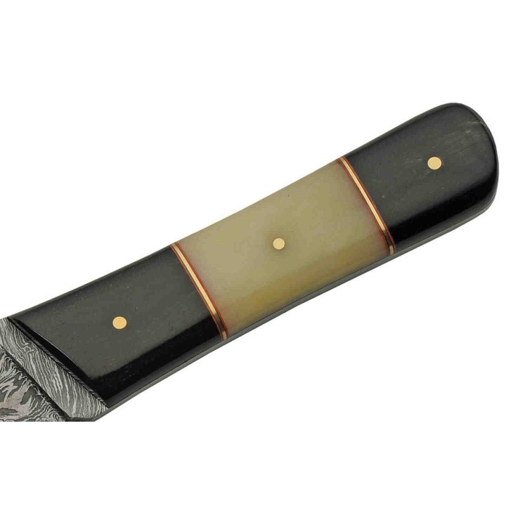 Couteau Skinner Damas Lame 256 Couches Manche Os/Corne Etui Cuir DM1258HN - Livraison Gratuite