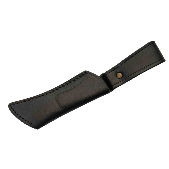 Couteau Damas Skinner Hook Lame 256 Couches Manche Résine Etui Cuir DM1260BK - Livraison Gratuite