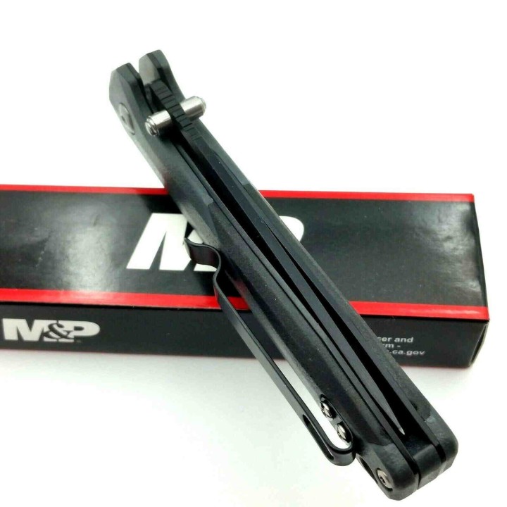 Couteau Tactical Tanto Smith&Wesson M&P M2.0 Lame Acier 8Cr13MoV Manche Aluminium Linerlock Clip SW1100080 - Livraison Gratuite