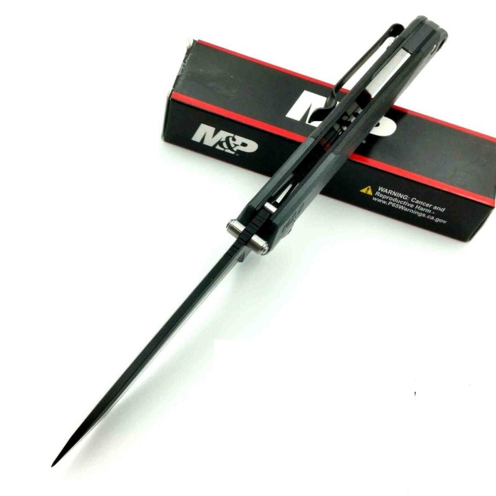 Couteau Tactical Tanto Smith&Wesson M&P M2.0 Lame Acier 8Cr13MoV Manche Aluminium Linerlock Clip SW1100080 - Livraison Gratuite