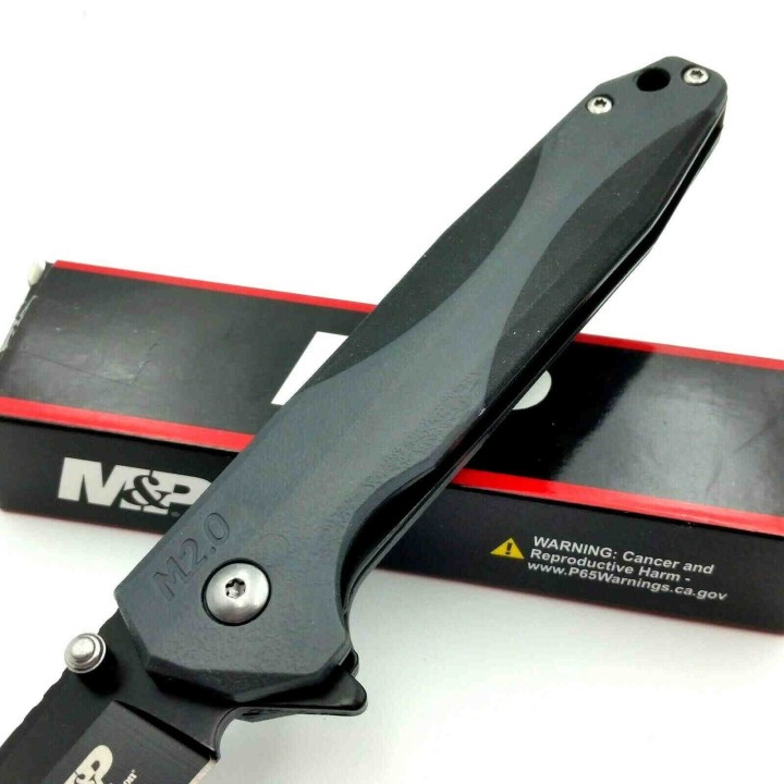 Couteau Tactical Tanto Smith&Wesson M&P M2.0 Lame Acier 8Cr13MoV Manche Aluminium Linerlock Clip SW1100080 - Livraison Gratuite