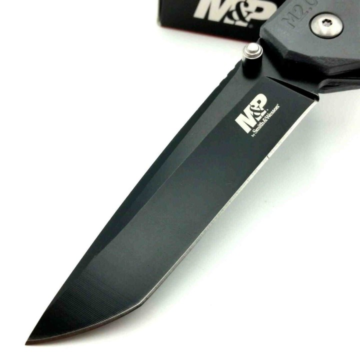 Couteau Tactical Tanto Smith&Wesson M&P M2.0 Lame Acier 8Cr13MoV Manche Aluminium Linerlock Clip SW1100080 - Livraison Gratuite