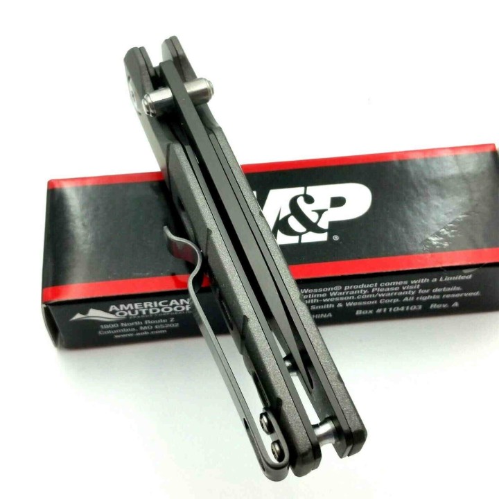 Couteau Smith&Wesson M&P Bodyguard Lame Acier 8Cr13MoV Manche Aluminium SW1100068 - Livraison Gratuite