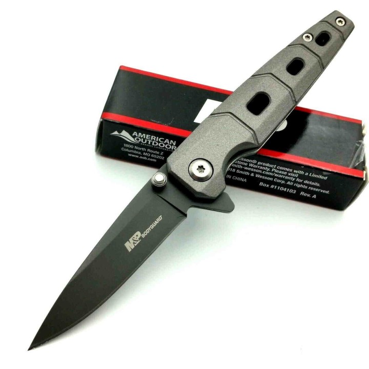 Couteau Smith&Wesson M&P Bodyguard Lame Acier 8Cr13MoV Manche Aluminium SW1100068 - Livraison Gratuite