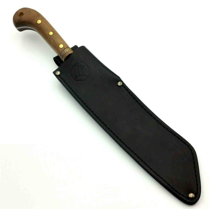 Couteau Condor Mini Duku Parang Machete Lame Acier Carbone 1075 Manche Noyer Etui CUir Salvador CTK426105HC - Livraison Gratuite