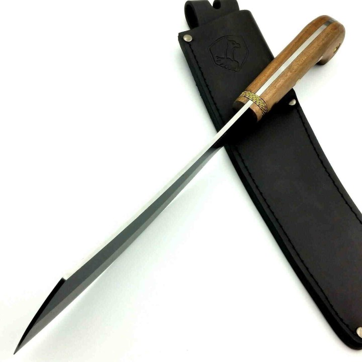 Couteau Condor Mini Duku Parang Machete Lame Acier Carbone 1075 Manche Noyer Etui CUir Salvador CTK426105HC - Livraison Gratuite