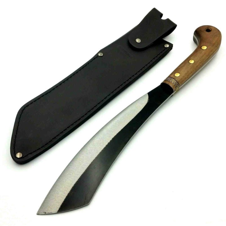 Couteau Condor Mini Duku Parang Machete Lame Acier Carbone 1075 Manche Noyer Etui CUir Salvador CTK426105HC - Livraison Gratuite