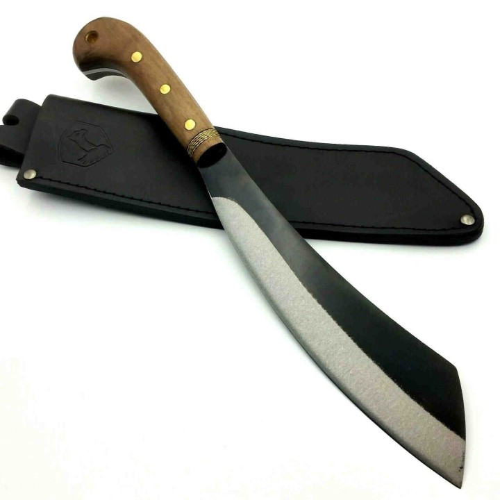 Couteau Condor Mini Duku Parang Machete Lame Acier Carbone 1075 Manche Noyer Etui CUir Salvador CTK426105HC - Livraison Gratuite