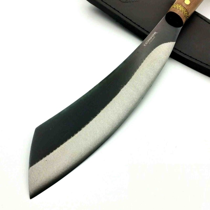 Couteau Condor Mini Duku Parang Machete Lame Acier Carbone 1075 Manche Noyer Etui CUir Salvador CTK426105HC - Livraison Gratuite