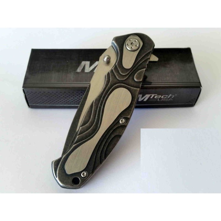 Couteau Mtech Lame Acier 7Cr17MoV Manche Acier Framelock Clip MT986S - Livraison Gratuite 
