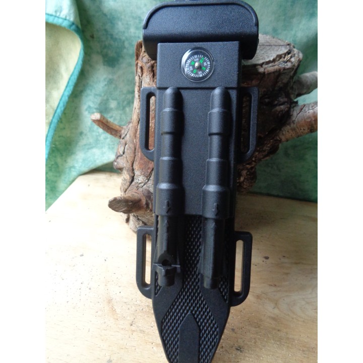 Couteau Tactical Black Bloc Wild Boar Razorback Acier Inox Allume Feu Affuteur Sifflet WB1033 - Livraison Gratuite