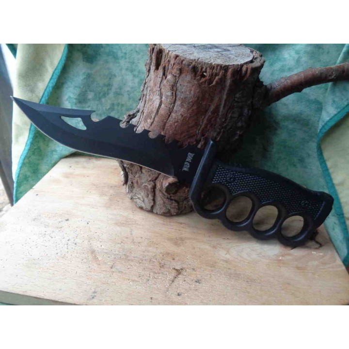 Couteau Tactical Black Bloc Wild Boar Razorback Acier Inox Allume Feu Affuteur Sifflet WB1033 - Livraison Gratuite