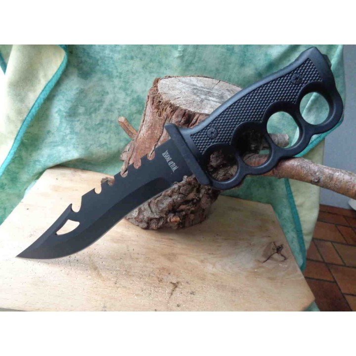 Couteau Tactical Black Bloc Wild Boar Razorback Acier Inox Allume Feu Affuteur Sifflet WB1033 - Livraison Gratuite
