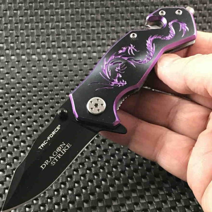 Couteau Tac Force Dragon Strike Rescue A/O Lame Acier Inox Manche Alu Purple Clip TF686BP - Livraison Gratuite