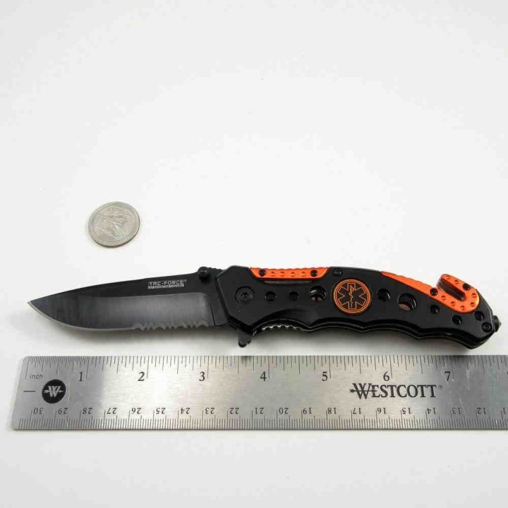 Couteau Tac Force EMT Rescue A/O Lame Acier 3Cr13 Manche brise vitres & cutter TF723EM - Livraison Gratuite