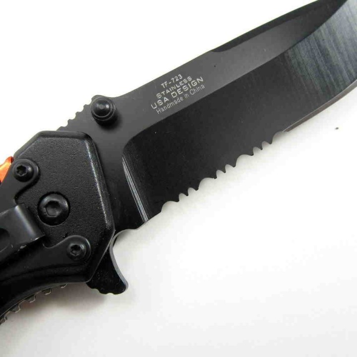 Couteau Tac Force EMT Rescue A/O Lame Acier 3Cr13 Manche brise vitres & cutter TF723EM - Livraison Gratuite