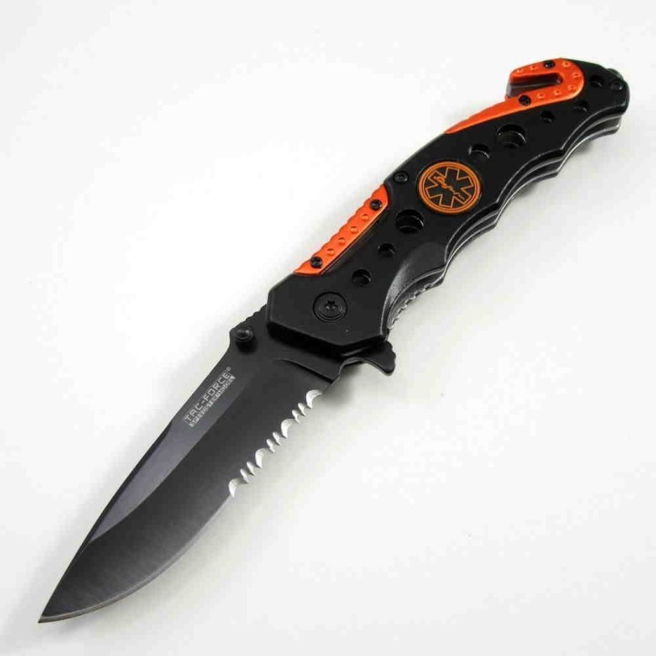 Couteau Tac Force EMT Rescue A/O Lame Acier 3Cr13 Manche brise vitres & cutter TF723EM - Livraison Gratuite
