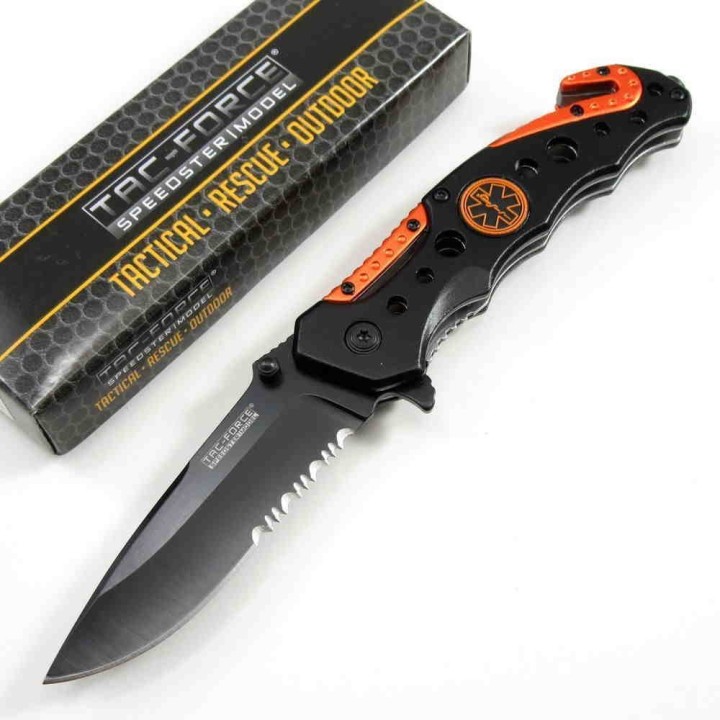 Couteau Tac Force EMT Rescue A/O Lame Acier 3Cr13 Manche brise vitres & cutter TF723EM - Livraison Gratuite