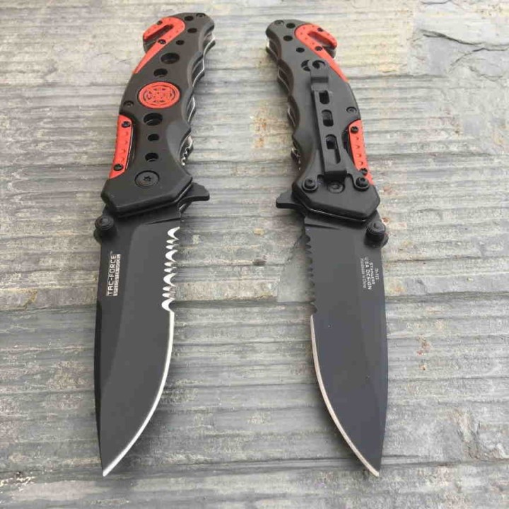 Couteau Tac Force Fire Department Rescue A/O Lame Acier 3Cr13 Manche brise vitres & cutter TF723FD - Livraison Gratuite